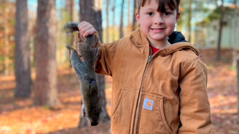Logan Townley got his first squirrel with his 22 in Toledo Bend!