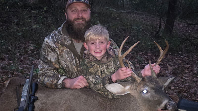 Six-year-old Jesse Perritt killed his first buck, this 6-point, on Nov. 29, 2025 in West Feliciana Parish. He shot him at 50 yards with his .350 Legend.
