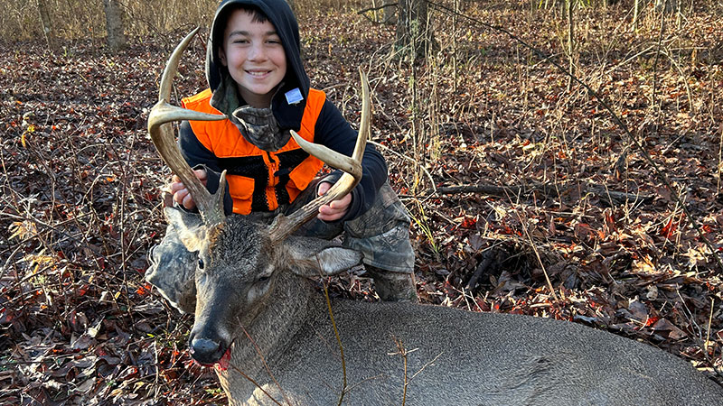 Nine-year-old Cooper Schexnayder killed this big 190-pound, 5-point in Clayton, La., on Jan. 11, 2026.
