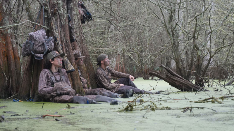 Jack Varnado, Dylan Johnson and Logan Samaha are seen here waiting on the ducks near Jonesville, La.