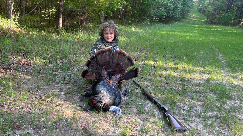 Jack Bonneval, 7, killed his first eastern turkey in Union Church, Miss.