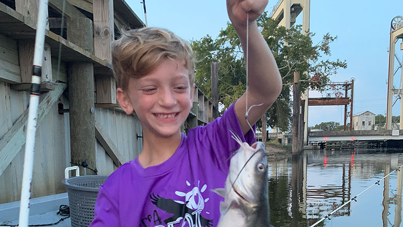 Grayson Hardy's first fishing trip