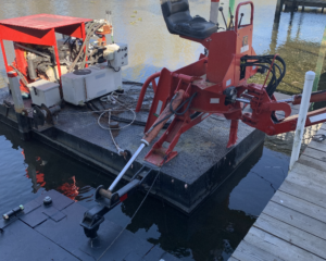 WORK BARGE WITH HYDRAULIC BACKHOE