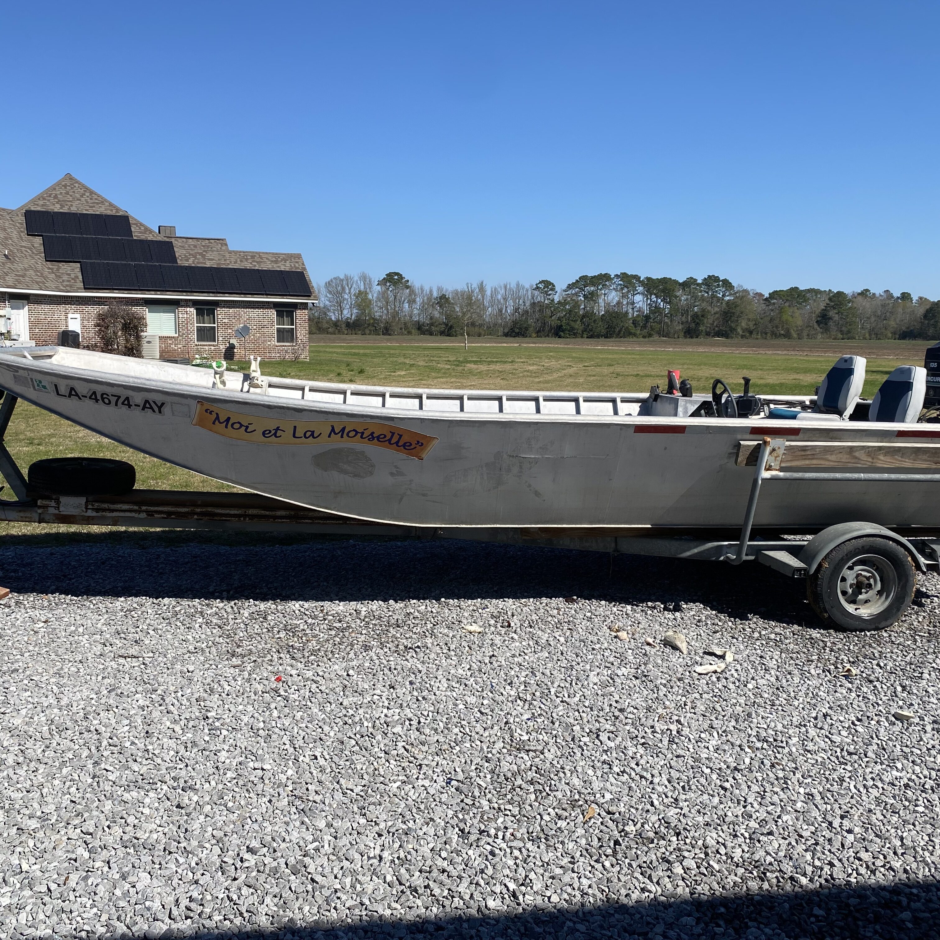 20 foot solid fabrication boat. Sturdy. Motor runs great Price negotiable