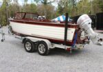 4.30.26 | #9547 • CLASSIC 18’ WOODEN RUNABOUT BOAT w/ JOHNSON 115 FASTSTRIKE, TRAILER & COVER