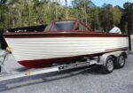 4.30.26 | #9547 • CLASSIC 18’ WOODEN RUNABOUT BOAT w/ JOHNSON 115 FASTSTRIKE, TRAILER & COVER