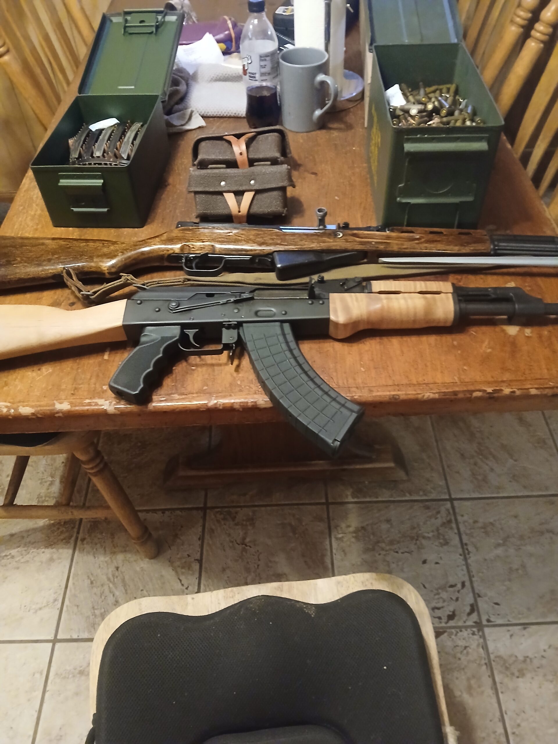NOTICE! DUE TO HEALTH ISSUES IN THE FAMILY, EVERYTHING GOES.2 AK 47, 1 SKS RIFLE OVER 4000 THOUSAND ROUNDS FOR SALE