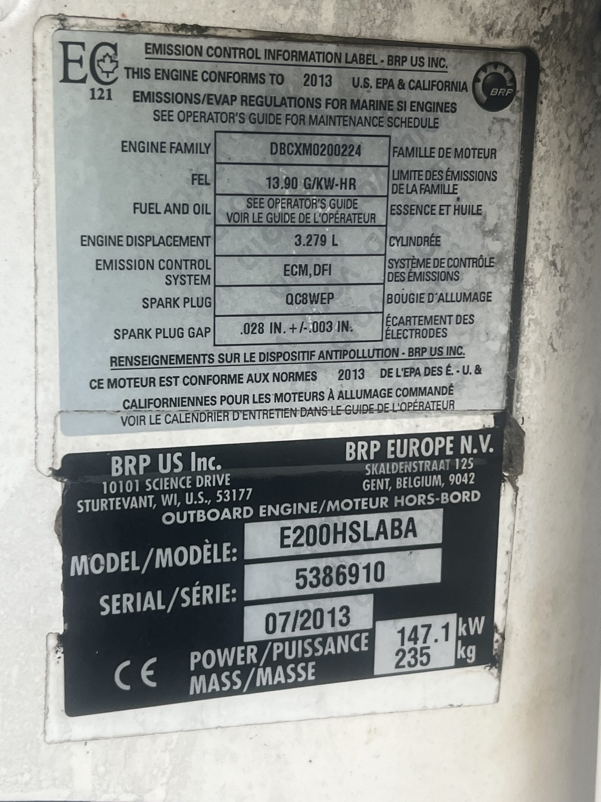 2014 200 HP 20″ shaft Evinrude
