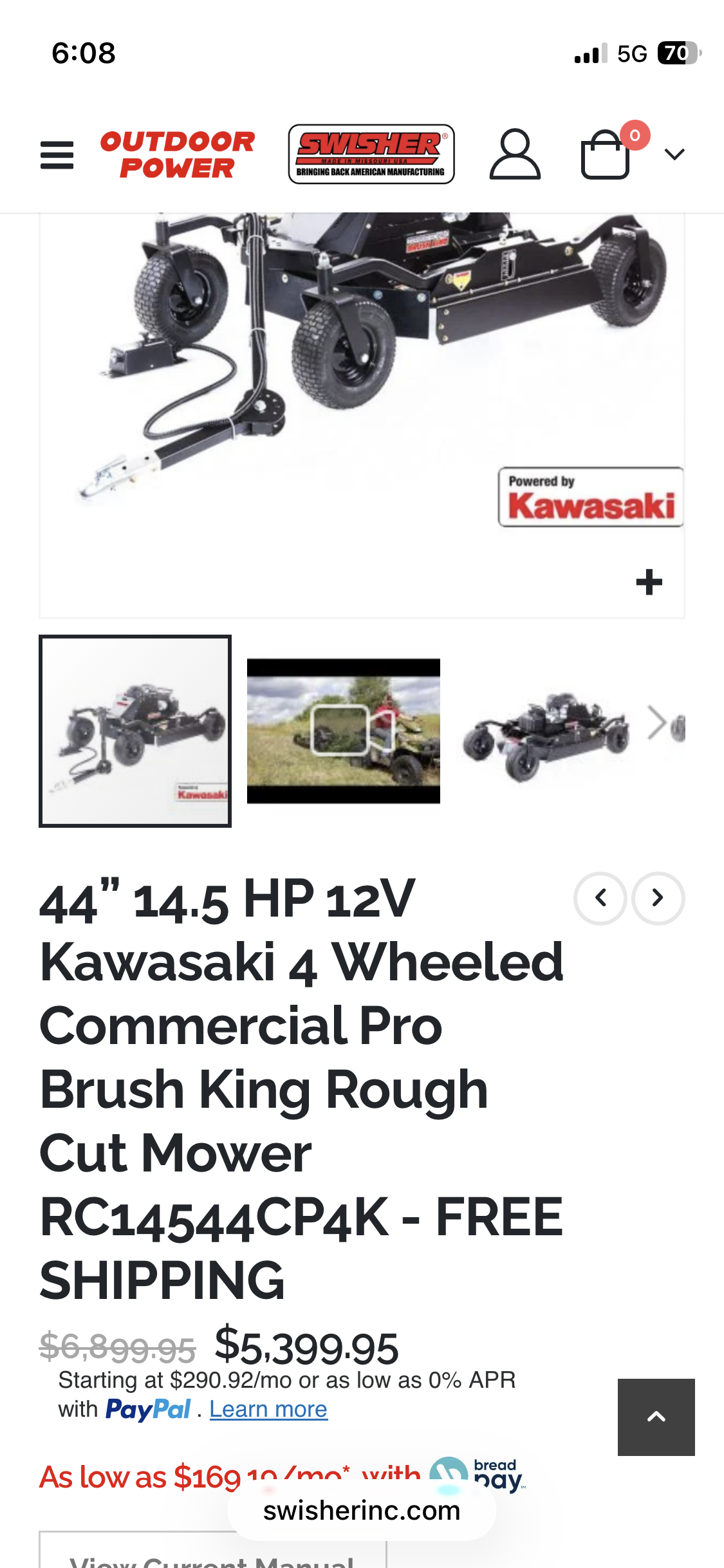 Swisher pull behind bush hog