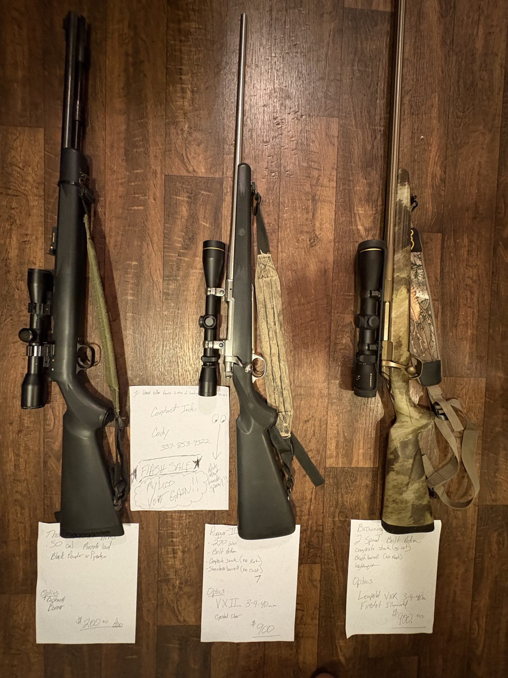 Browning X-bolt 7mm Leupold VXR Ruger II M77 .270Win TCA.50 muzzle load bushnell scope. Text (337) 853-9322