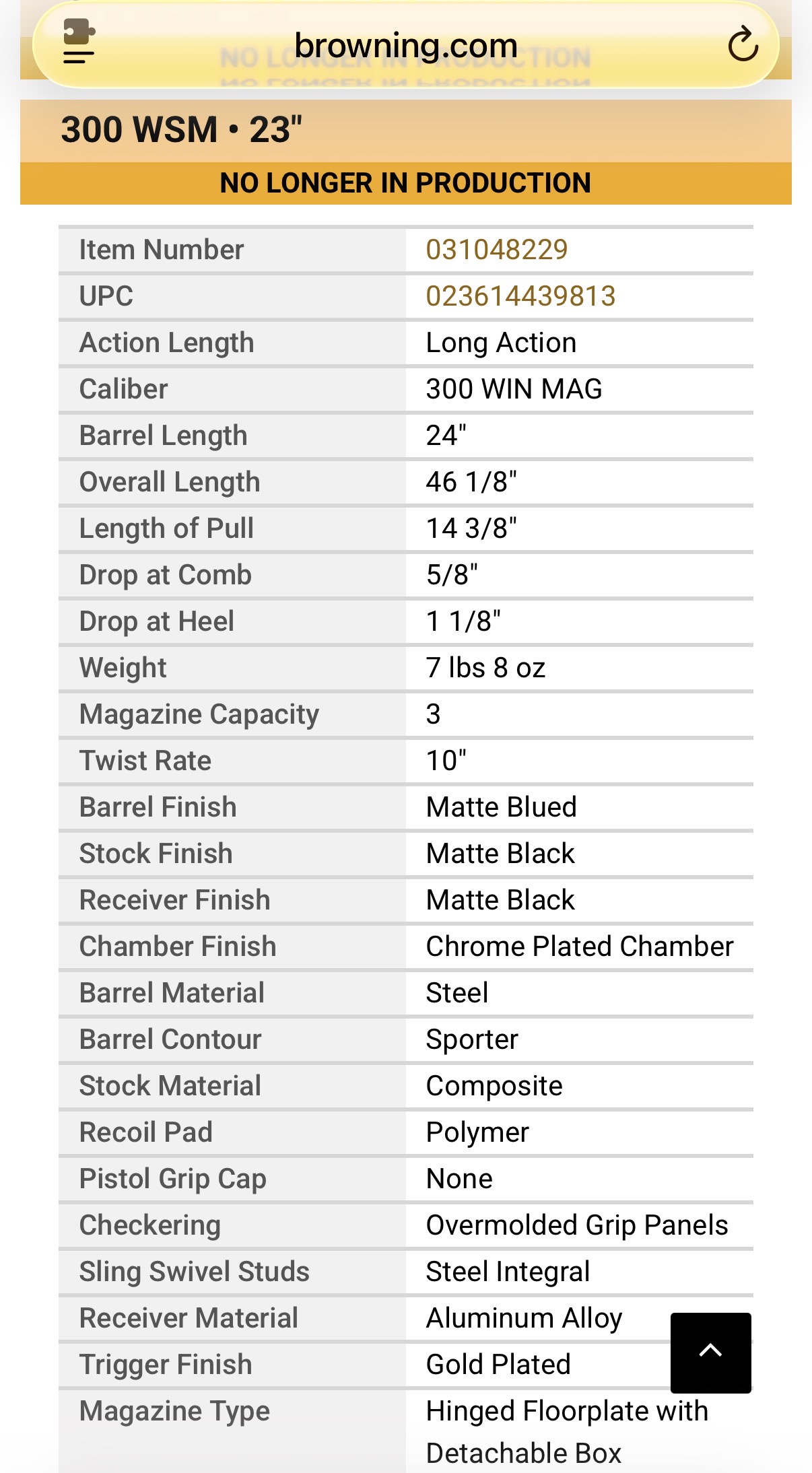 Browning BAR MK3 Stalker – 300 Win Mag – Left Hand (LH)