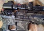 Rex Armory AR-15 with scope 45° angle sights about 10:30 round mags full of green tip ammo the best of everything