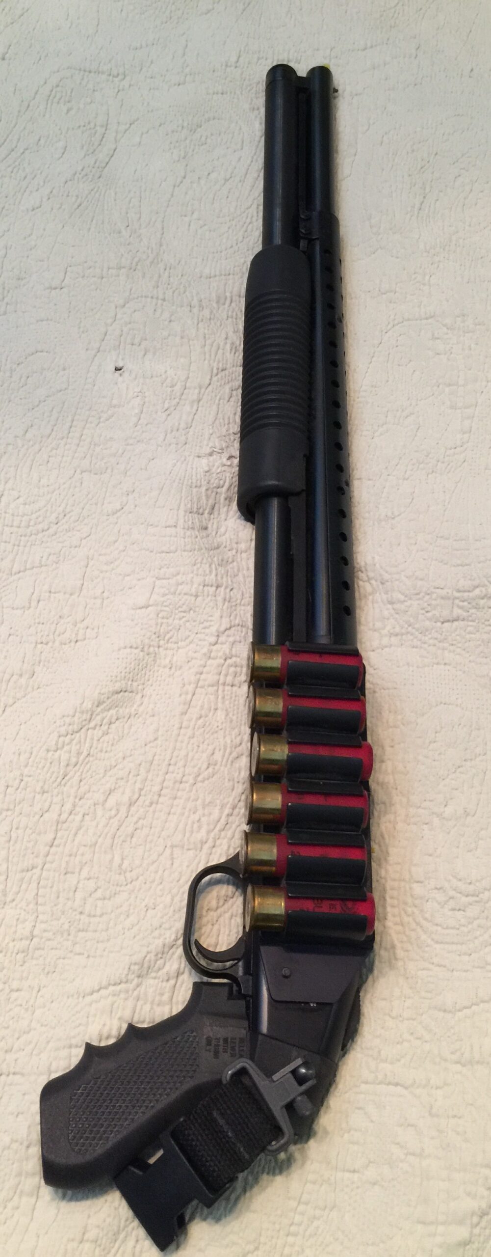 MOSSBURG 500 12G PUMP, SHELL SADDLE, PISTOL GRIP, BLUE