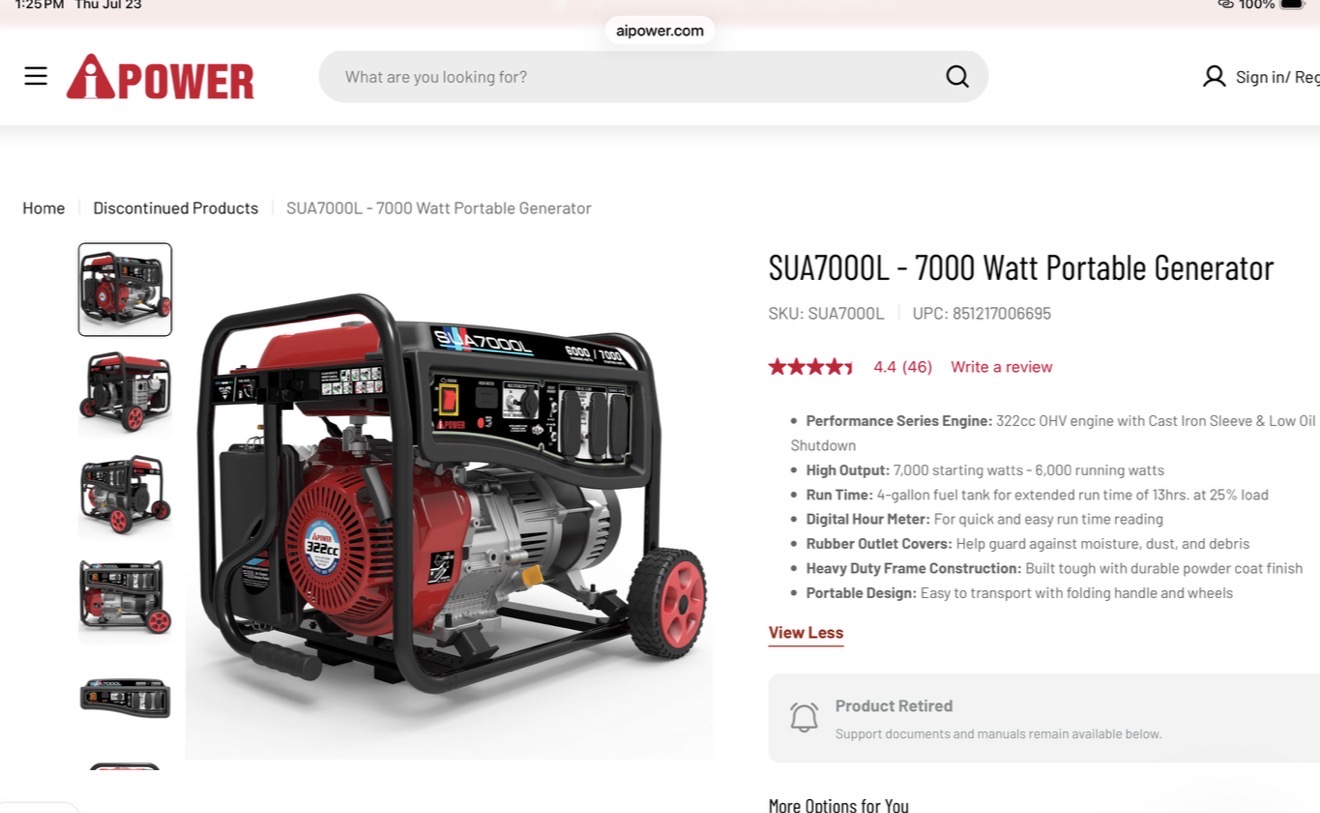 Generator AI Power 7000 watt start heavy duty