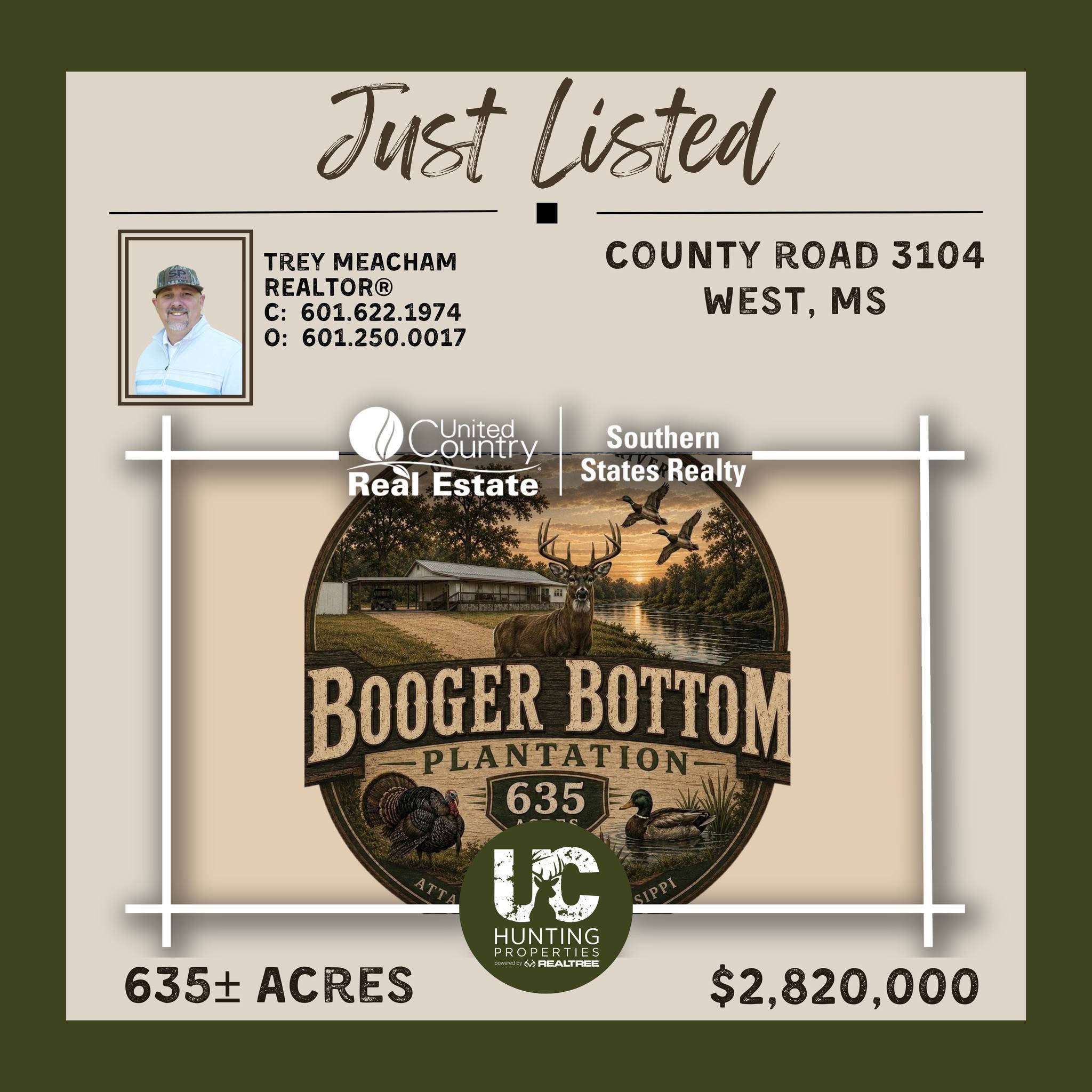 Booger Bottom Plantation 635 Surveyed Acres on Big Black River in Mississippi