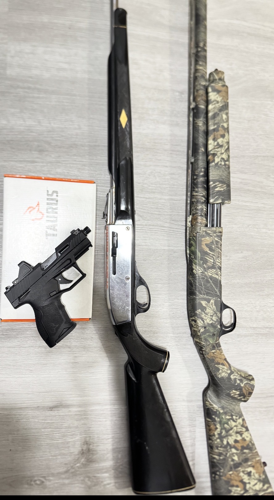 Remington nylon 66 $800 Browning BPS 12ga 3-1/2 $600 Taurus TX22 compact threaded barrel $550
