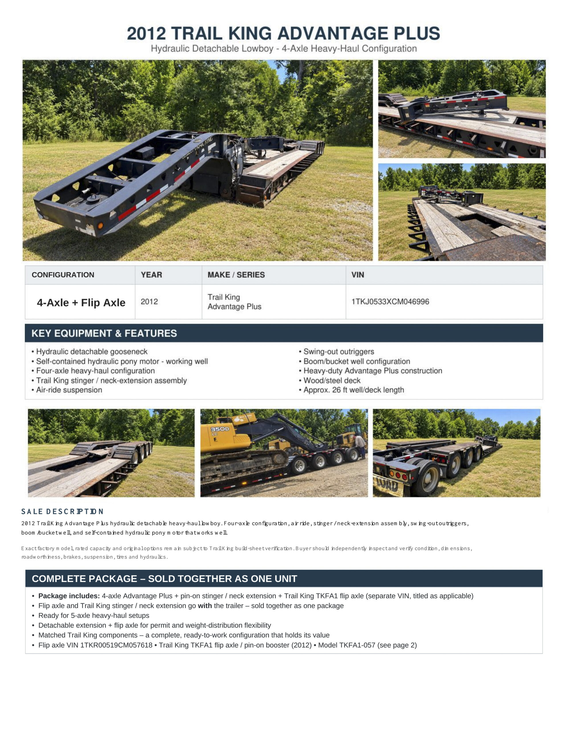 2012 Trail King Advantage Plus