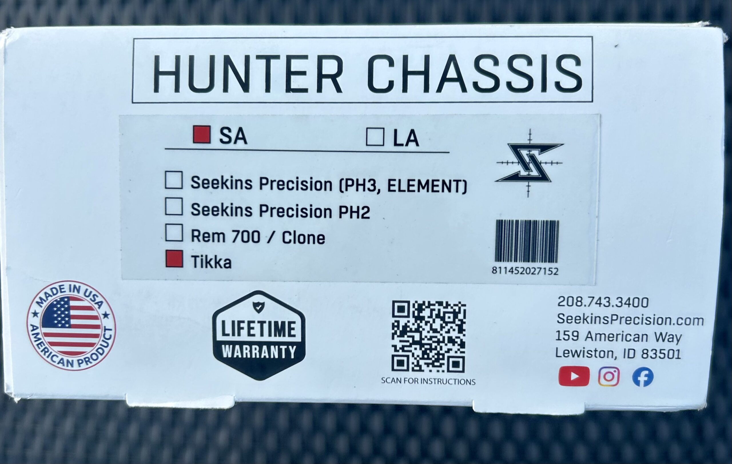 Seekins Hunter Carbon Fiber Chassis for Tikka SA Rifle
