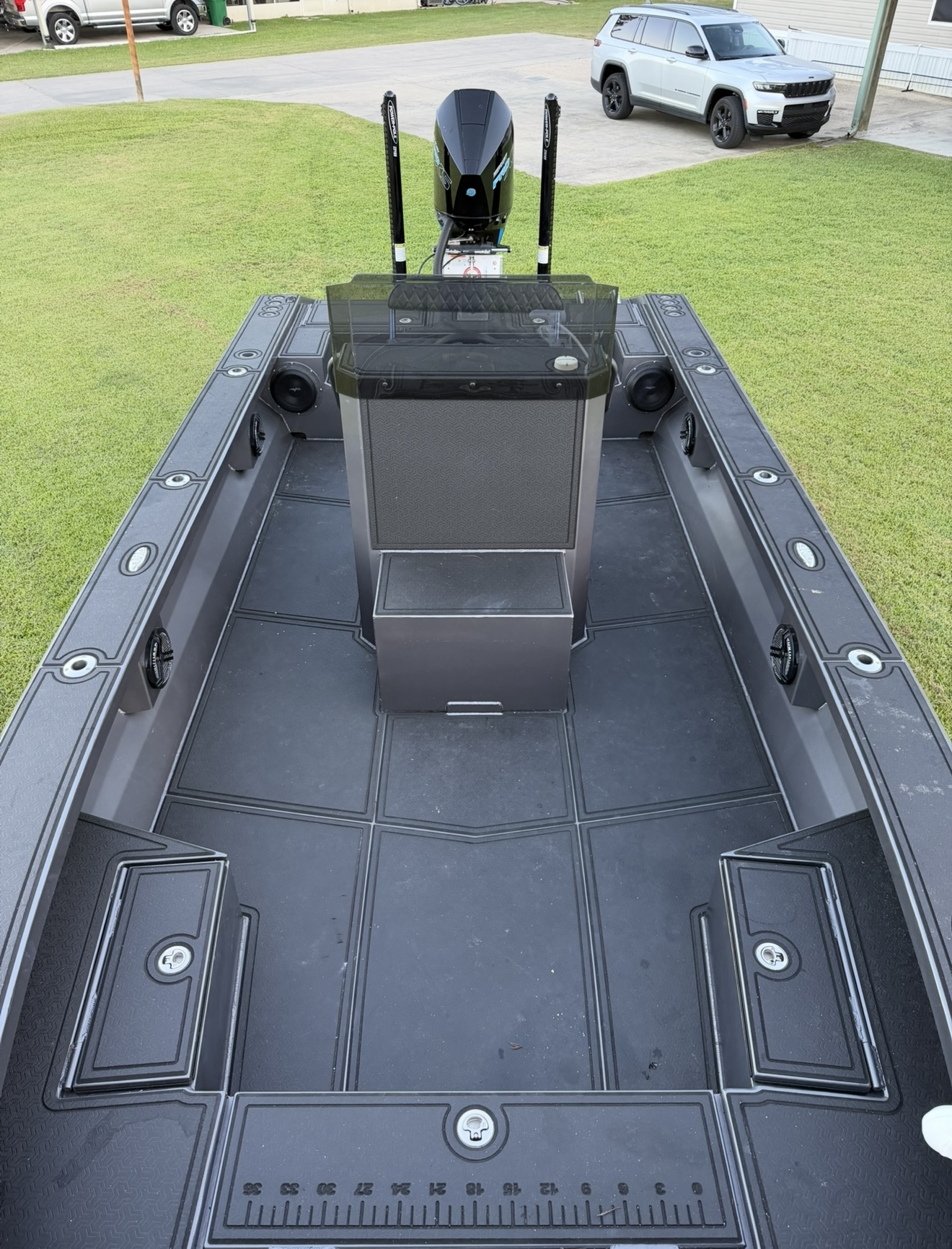 27’ x 7’ Uncle J Bay Boat with trailer, loaded and ready to fish!