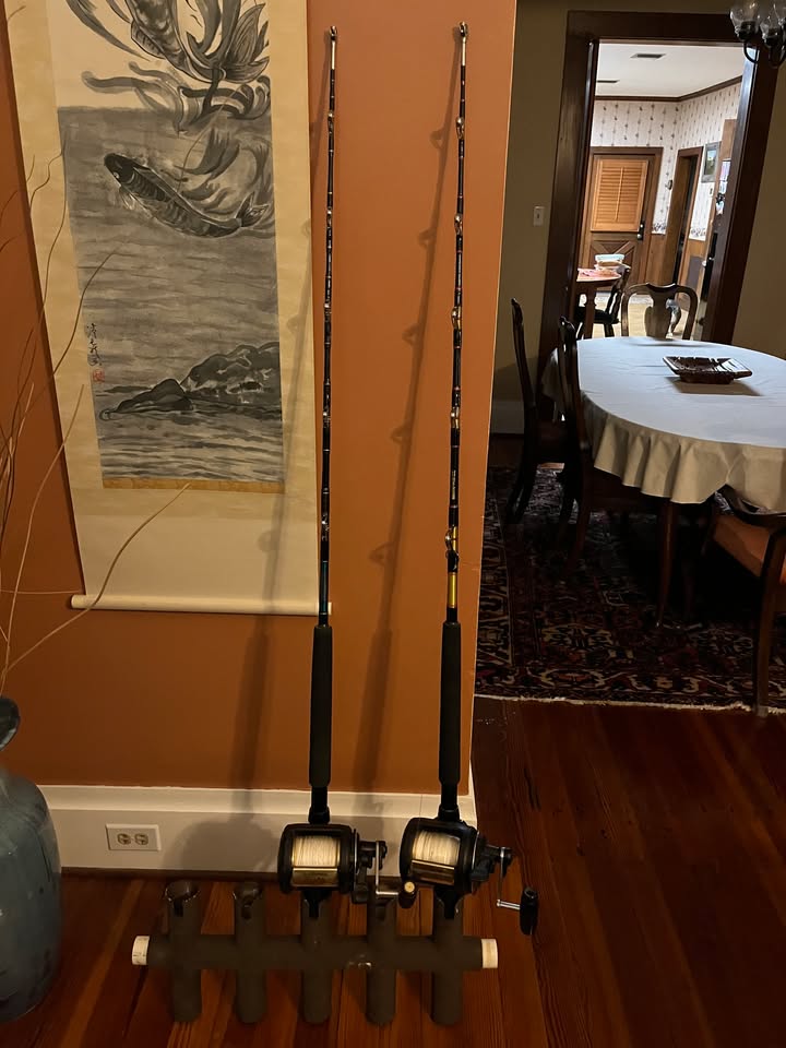 Pair TLD 50 LRS 2-Speed reels on Ugly Stick stand up roller rods