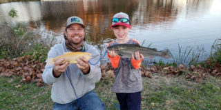 Anglers fishing at Joe Brown Park, the New Orleans’ Get Out and Fish! location, show off their Rainbow Trout stringer. (Photo courtesy LDWF)